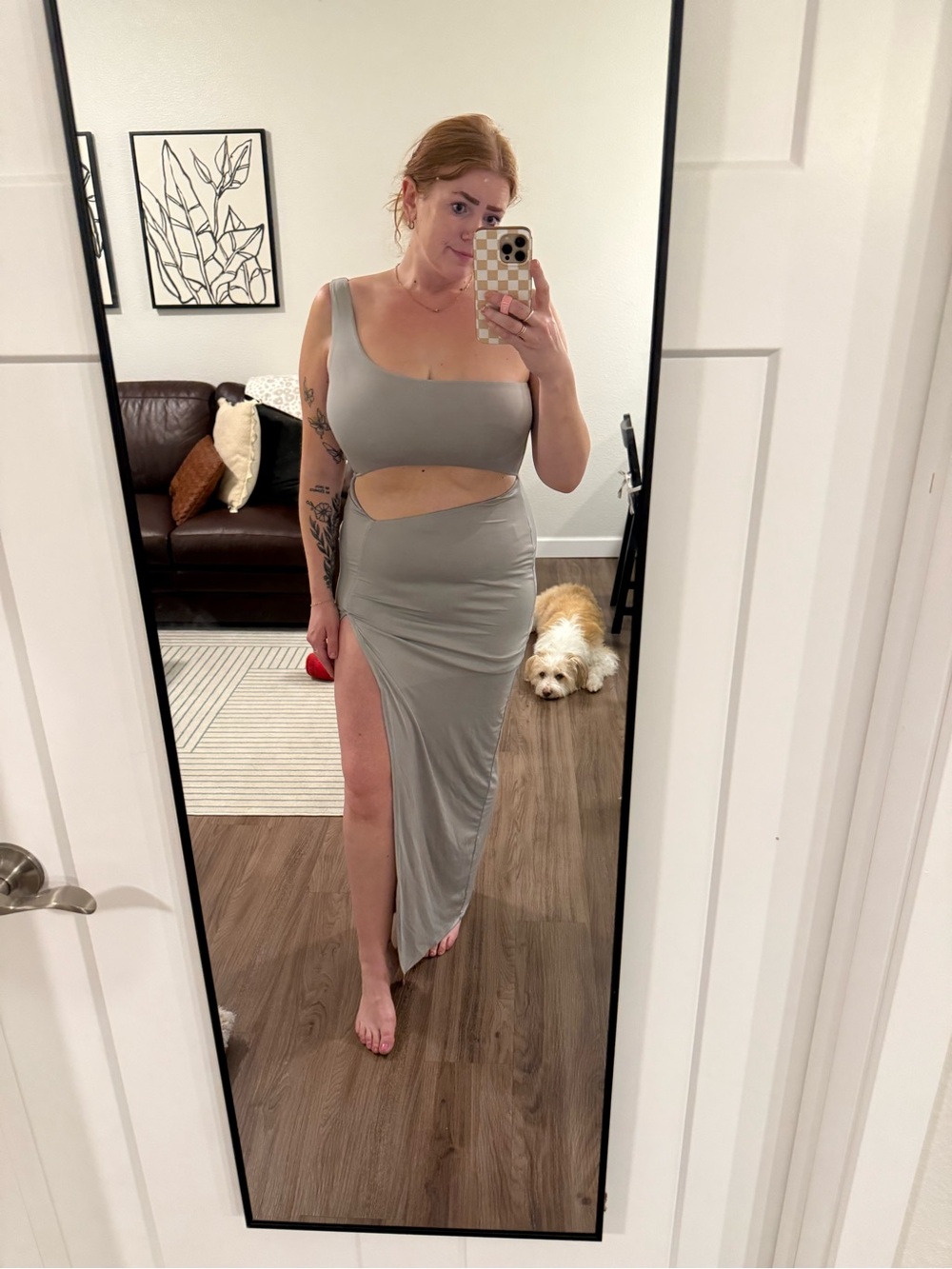 Superdown One-Shoulder Maxi Dress with cutout